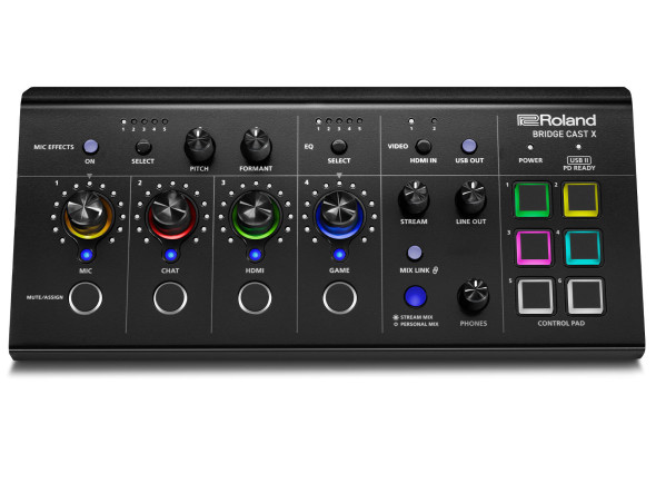 Roland Video Dual Bus Streaming Mixer/Interface de Audio USB <b>Roland BRIDGE CAST X HDMI</b> Misturador Streaming Barramento Duplo DSP 32-bits Roland Video Dual Bus Streaming Mixer/Interface de Audio USB <b>Roland BRIDGE CAST X HDMI</b> Misturador Streaming Barramento Duplo DSP 32-bits
