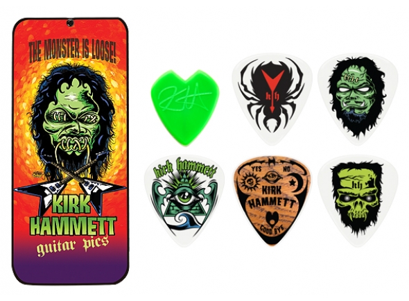 Acessórios Guitarra Dunlop pua de guitarra Dunlop Caixa em metal com 6 palhetas KIRK HAMMETT Acessórios Guitarra Dunlop pua de guitarra Dunlop Caixa em metal com 6 palhetas KIRK HAMMETT