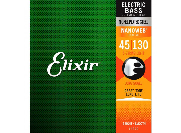 Cordas para baixo/Juego de cuerdas .045 para bajo eléctrico de 5 cuerdas Elixir 14202 Nanoweb 5-String Light