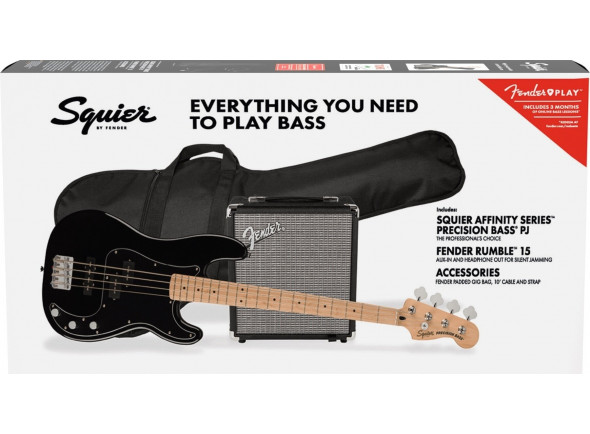 Packs de guitarra fender em stock Paquetes de bajos eléctricos Fender Squier Affinity Series Precision Bass PJ Pack MN Black