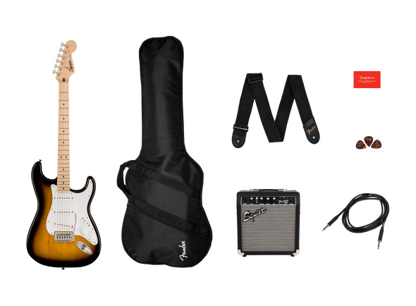 Packs de guitarra fender em stock paquetes de guitarra Fender Squier Sonic Stratocaster Pack 2-Color Sunburst