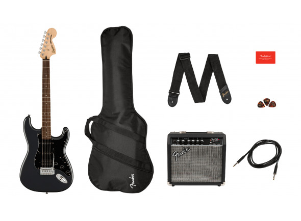 paquetes de guitarra Fender Squier Stratocaster Affinity HSS Charcoal Frost Metallic