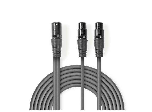  Cabo de microfone/Conectores XLR de 3 polos (macho y hembra) Nedis   Cabo 2x XLR 3P Fêmea / XLR 3P Macho 1.5m Cinzento