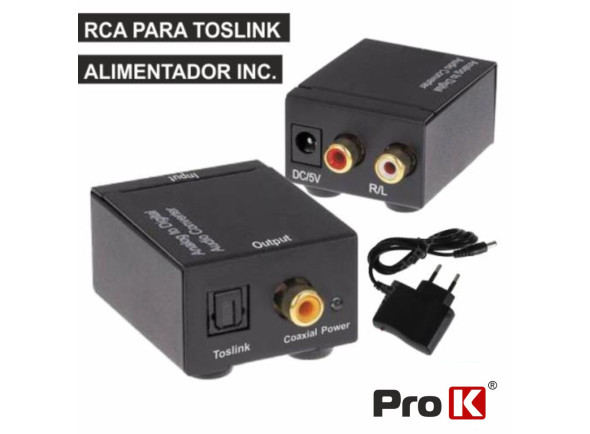 Conversor Áudio/Convertidores analógicos a digitales ProK   Conversor Áudio RCA-TOSLINK