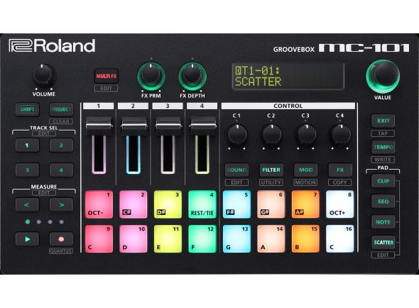 Roland Caixa de Ritmos Caixa de Ritmos/secuenciadores de ritmo <b>Roland MC-101 BEAT MACHINE</b> 3.000 Sons + 80 Drum Kits + 24-bits 96kHz Roland Caixa de Ritmos Caixa de Ritmos/secuenciadores de ritmo <b>Roland MC-101 BEAT MACHINE</b> 3.000 Sons + 80 Drum Kits + 24-bits 96kHz