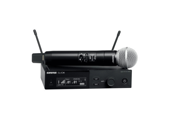 H5 Sistema sem fio com microfone de mão dinâmico/Sistema inalámbrico con micrófono de mano Shure SLXD24E/SM58 H56 H5 Sistema sem fio com microfone de mão dinâmico/Sistema inalámbrico con micrófono de mano Shure SLXD24E/SM58 H56